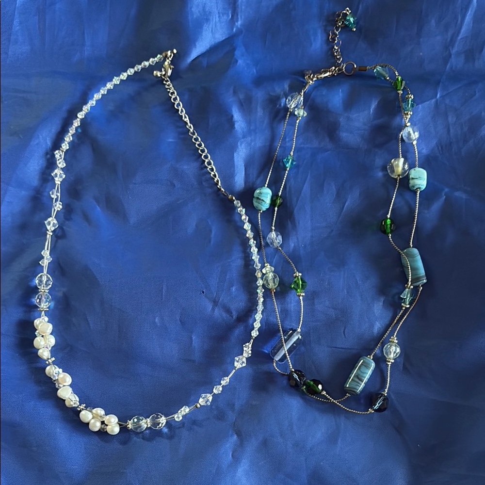 Elegant Blue and Silver Beaded Necklace Set by Lia Sophia